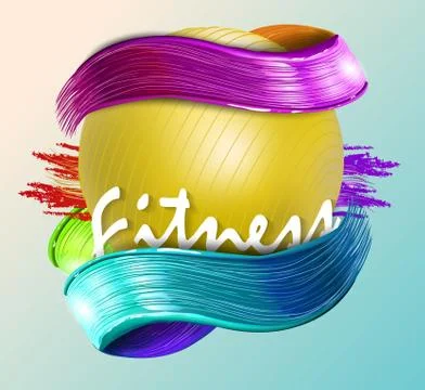 Fitness text background ball Stock Illustration