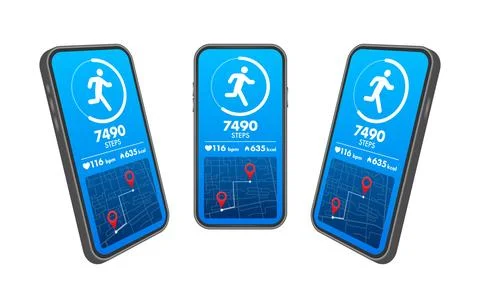 Fitness Tracker App Interface Vector Illustration Displaying Steps, Heart Rate Illustrazione stock