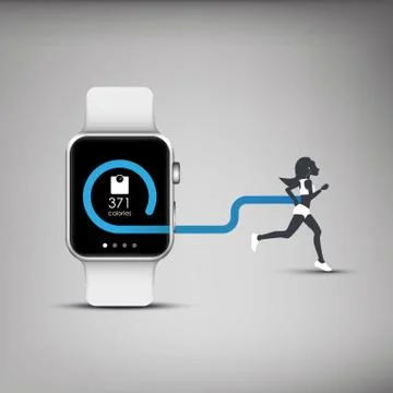Fitness tracker application for smart watch concept with calories burning symbol Stock Illustration
