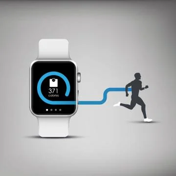 Fitness tracker application for smart watch concept with calories burning symbol Stock Illustration
