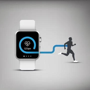 Fitness tracker application for smart watch concept with heart monitor and Stock Illustration