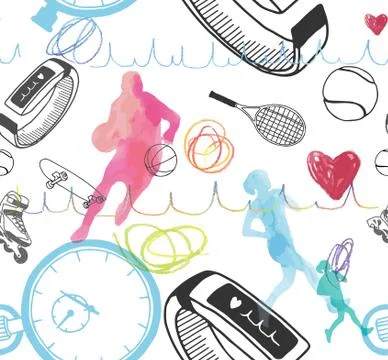 Fitness tracker bracelet seamless pattern Illustrazione stock