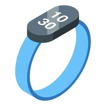 Fitness tracker displaying time and steps on blue band Ilustración de archivo
