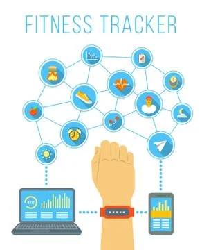 Fitness tracker flat vector infographic illustration イラスト素材