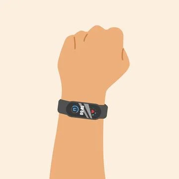 Fitness tracker on hand wrist vector Stock Illustration