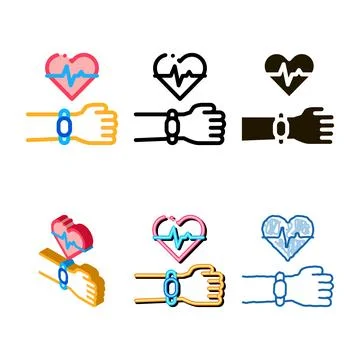 Fitness tracker icon vector outline set 库存插图