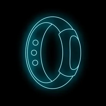 Fitness tracker neon light outlining smart band icon Stock Illustration