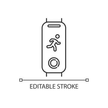 Fitness tracker pixel perfect linear icon. Physical activity monitoring. Sport Stock Illustration