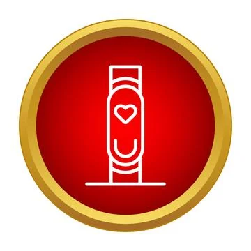Fitness tracker showing heart rate icon in red circle Stock Illustration