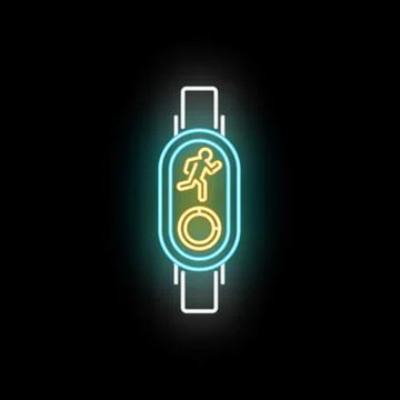 Fitness tracker showing running activity in neon glow Stock Illustration