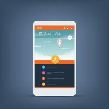 Fitness tracker smartphone user interface vector icons for sports applications Stock Illustration