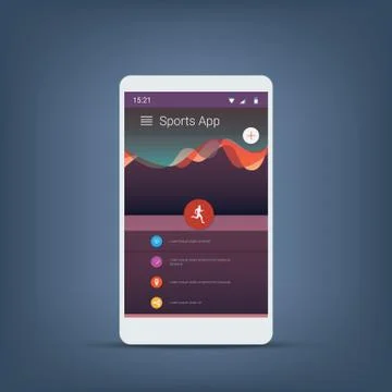 Fitness tracker smartphone user interface vector icons for sports applications Stock Illustration