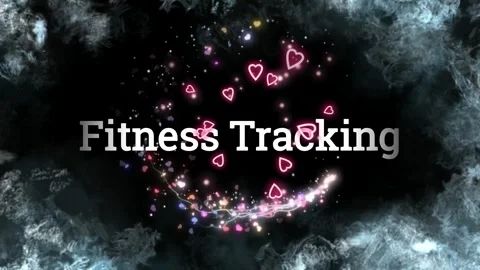 Fitness tracking text animation with floating hearts Vídeo Stock 338381787