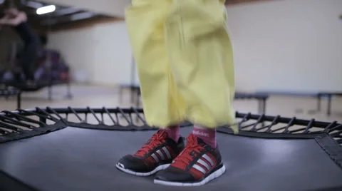 Fitness trainer show exercise with Trampoline Video stock 61746484