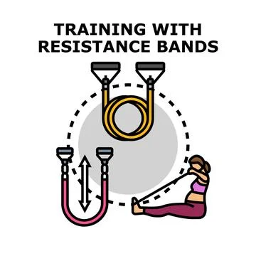 Fitness training using resistance bands for exercise Stock Illustration