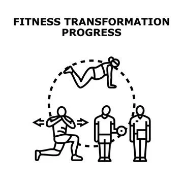 Fitness transformation progress through consistent exercise and training Stock Illustration
