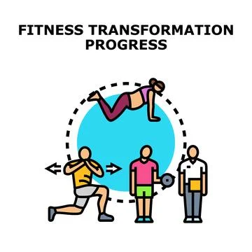 Fitness transformation progress through consistent exercise and training 스톡 일러스트