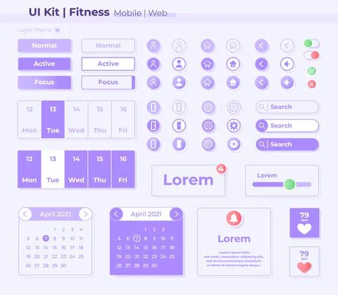 Fitness UI elements kit イラスト素材