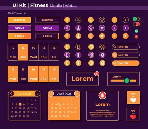 Fitness UI elements kit Stock Illustration