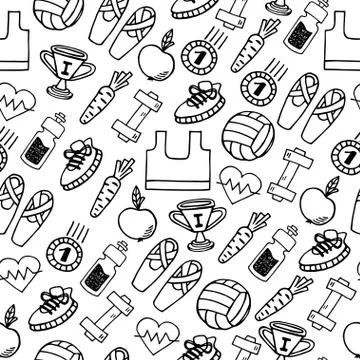 Fitness vector seamless pattern. Stock Illustration