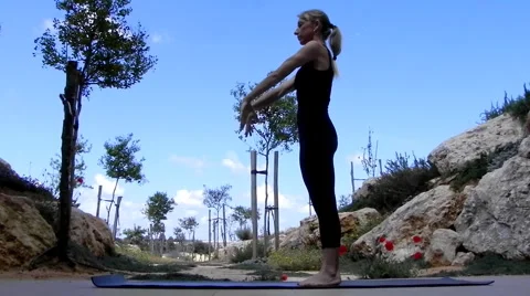 Fitness - Women exercise healthy peaceful Yoga lifestyle beach Stock Footage