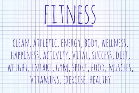 Fitness word cloud Stock Illustration