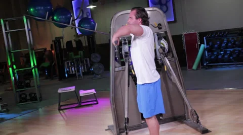 Fitness Workout with Cable Bar Stock Footage 32422527