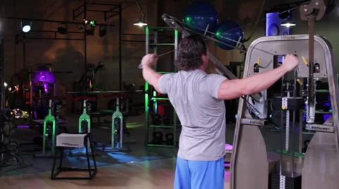 Fitness Workout on Cable Machine Stock Footage 32422551