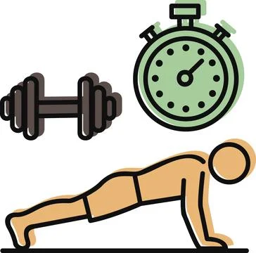 Fitness workout timer and dumbbell illustration Stock Illustration
