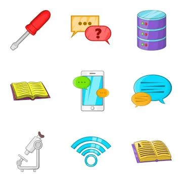 Fitter icons set, cartoon style Stock Illustration
