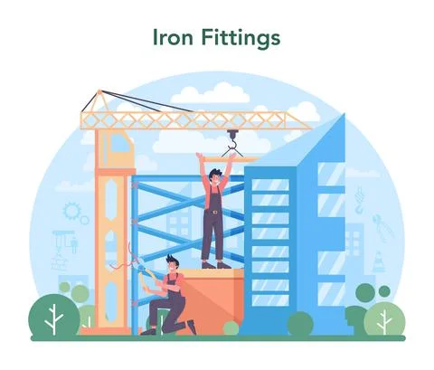 Fitter or installer. Industrial builder at the construction site. Stock Illustration