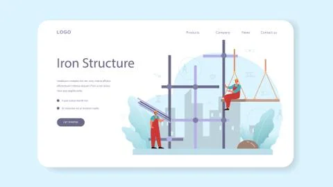 Fitter or installer web banner or landing page. Industrial builder Stock Illustration