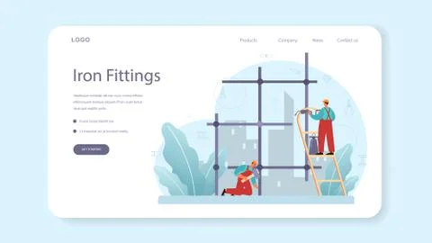 Fitter or installer web banner or landing page. Industrial builder Stock Illustration