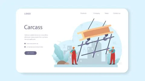 Fitter or installer web banner or landing page. Industrial builder Stock Illustration