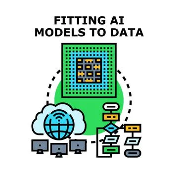 Fitting ai models to data concept Stock Illustration