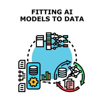 Fitting ai models to data process concept Stock Illustration