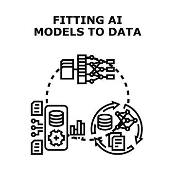 Fitting ai models to data process concept Stock Illustration
