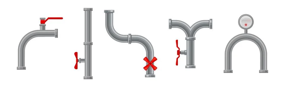 Fitting or Adapter for Connecting Straight Section of Pipe or Tube with Red Stock Illustration