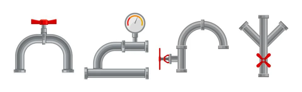 Fitting or Adapter for Connecting Straight Section of Pipe or Tube with Red Stock Illustration