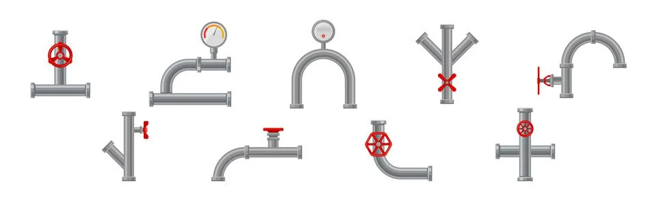 Fitting or Adapter for Connecting Straight Section of Pipe or Tube with Red Stock Illustration