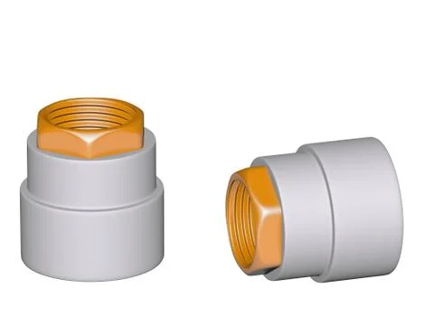 Fitting - pvc connection coupler inside screw thread isolated on white backgr Stock Illustration