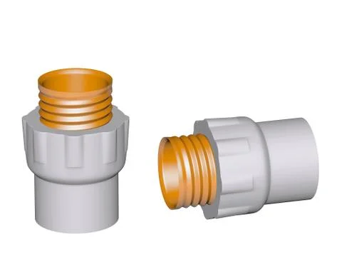 Fitting - pvc connection coupler outside screw thread powered isolated on whi Stock Illustration