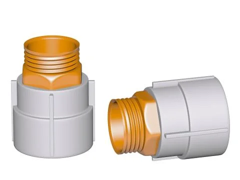 Fitting - pvc connection coupler outside screw thread isolated on white backg Stock Illustration