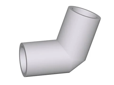 Fitting - pvc connection flex 45° isolated on white background used to insta Stock Illustration