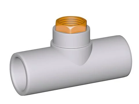 Fitting - pvc connection wye inside screw thread  90° isolated on white back Stock Illustration