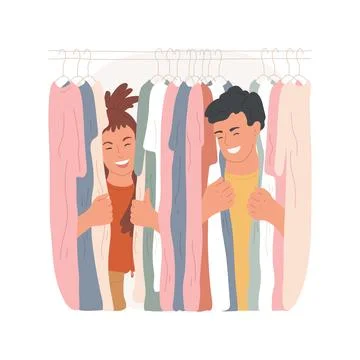 Fitting room isolated cartoon vector illustration. Stock Illustration