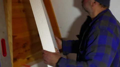 Fitting in the Styrofoam Stock Footage 34168285