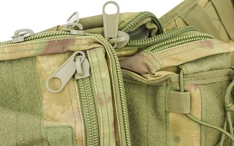Fittings and zips on backpack Stock Photos