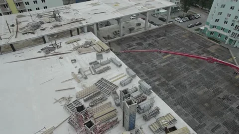 Fittings for creating ceilings in the construction of a multi-storey building Stock Footage 219687757