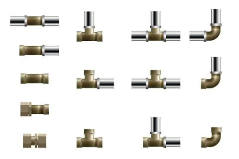 Fittings for polypropylene pipeline. Stock Illustration